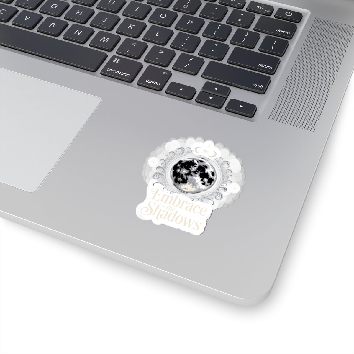 Embrace Shadows Moon Crest Kiss-Cut Sticker | witchy Christmas, winter solstice art